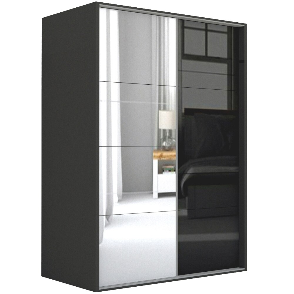 Dressing Genarom LEX B, Oglinda / Negru Lucios, 201 x 240 x 66 cm