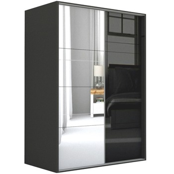 Dressing Genarom LEX B, Oglinda / Negru Lucios, 201 x 240 x 66 cm Dressing Genarom LEX B, Oglinda / Negru Lucios, 201 x 240 x 66 cm