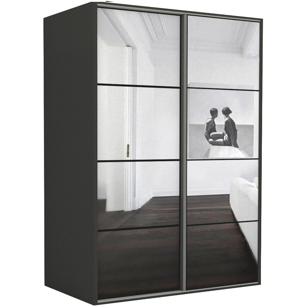 Dressing Genarom LEX C, Gri / Oglinda, 201 x 240 x 66 cm