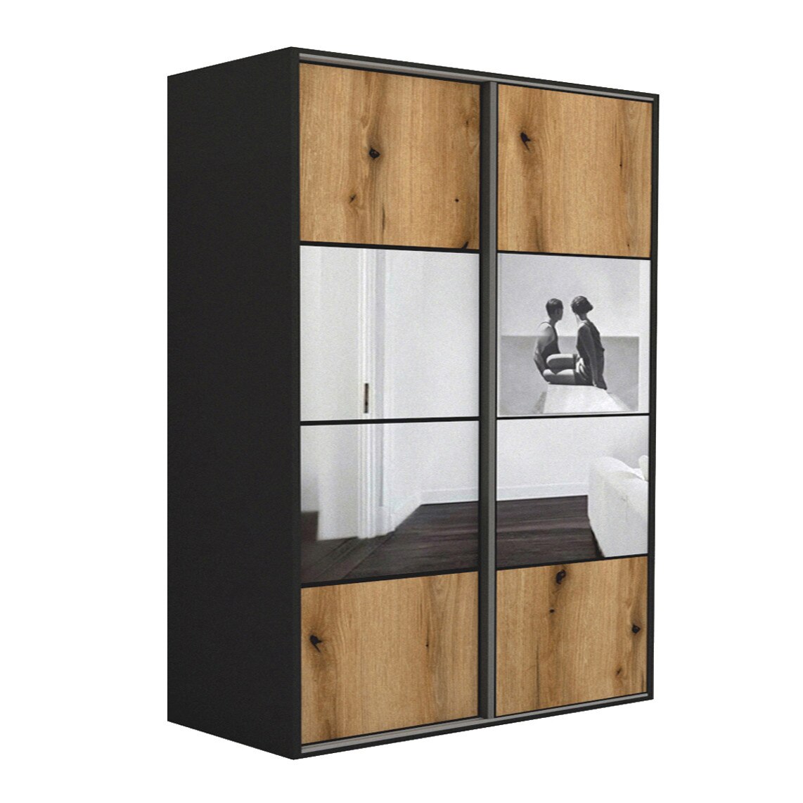 Dressing Genarom LEX D, Stejar Wotan / Oglinda M, 201 x 240 x 66 cm