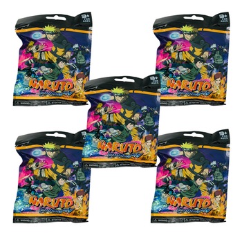 Kit 5 plicuri Naruto Shippuden cu figurina si cartonase surpriza, Mistery Box, Albastru Kit 5 plicuri Naruto Shippuden cu figurina si cartonase surpriza, Mistery Box, Albastru