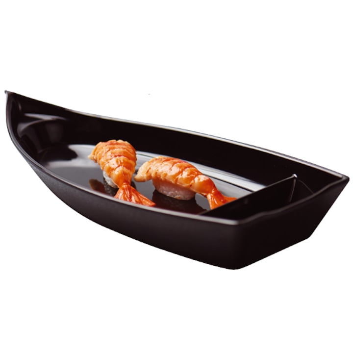 Raki Shibui Melamin sushi tányér 302x141xh36mm, fekete