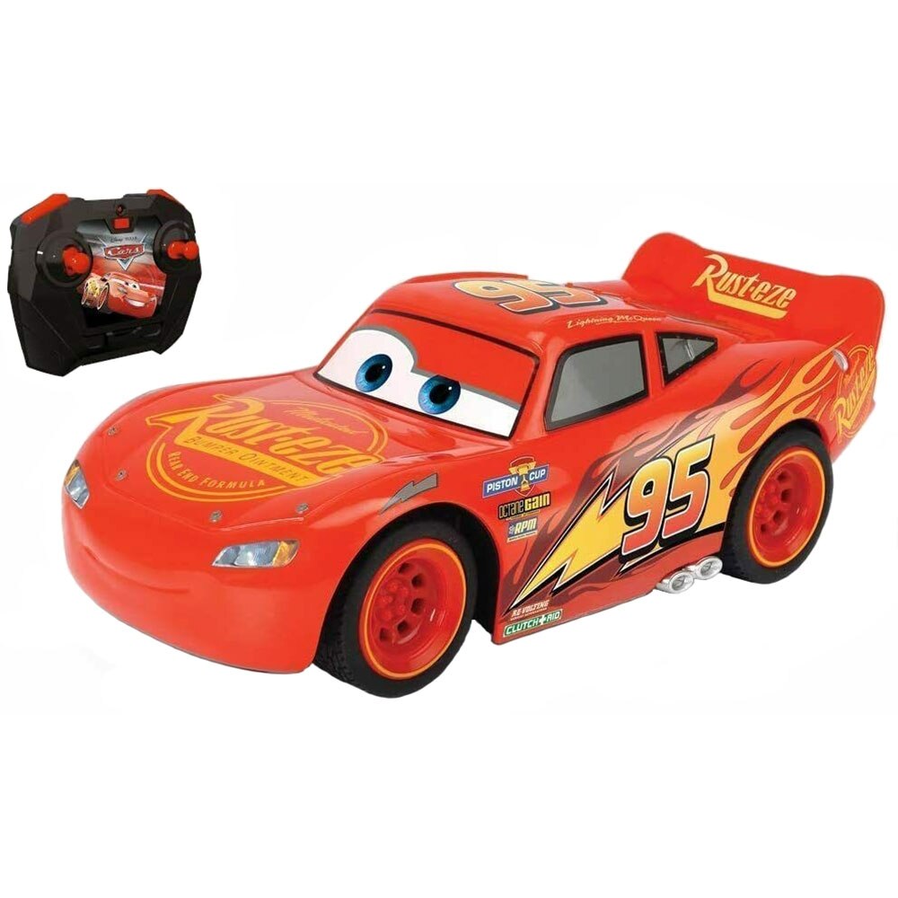 Masina Dickie Toys Cars 3 Turbo Racer Lightning McQueen cu telecomanda, baterie reincarcabila, rosu
