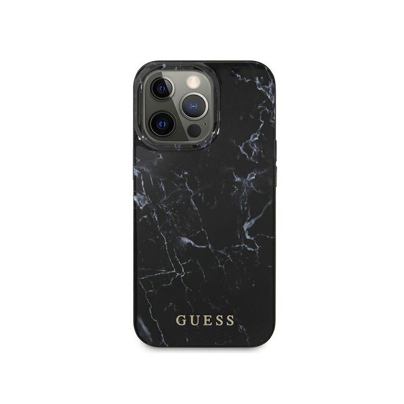 Husa Spate Guess Compatibila Cu iPhone 13 Pro, Colectia Marble, Negru - 033538
