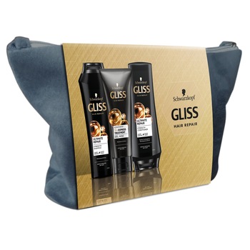Set cadou Gliss Ultimate Repair pentru par foarte deteriorat-foarte uscat: Sampon Gliss Ultimate Repair, 250ml + Balsam Gliss Ultimate Repair, 200ml Set cadou Gliss Ultimate Repair pentru par foarte deteriorat-foarte uscat: Sampon Gliss Ultimate Repair, 250ml + Balsam Gliss Ultimate Repair, 200ml