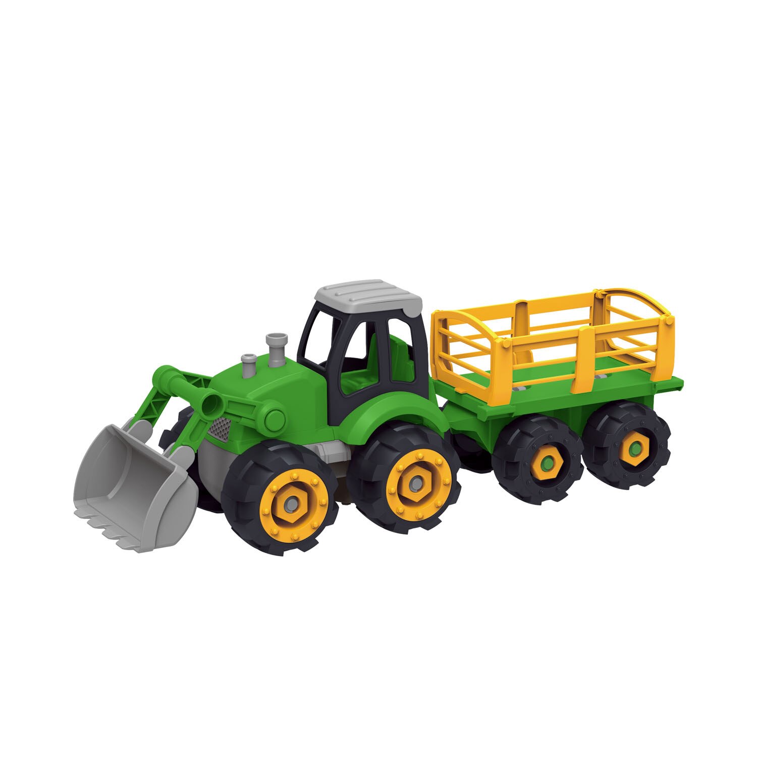Tractor cu remorca si surubelnita DIY, 45 cm Toi-Toys