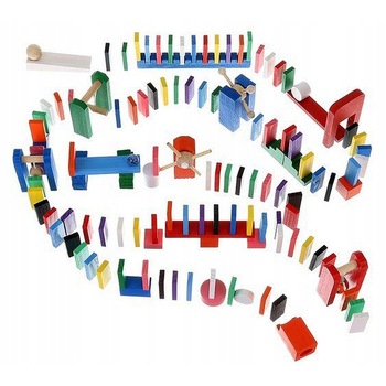 Set domino din lemn Zola®, multicolore, 360 piese, jucarie excelenta pentru micutii constructori cu multa rabdare Set domino din lemn Zola®, multicolore, 360 piese, jucarie excelenta pentru micutii constructori cu multa rabdare