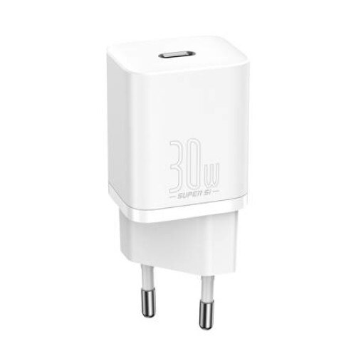 Incarcator de retea, Baseus Super Si, CCSUP-J02, 1 port USB-C, EU, Quick Charge, 30W, Universal, Alb