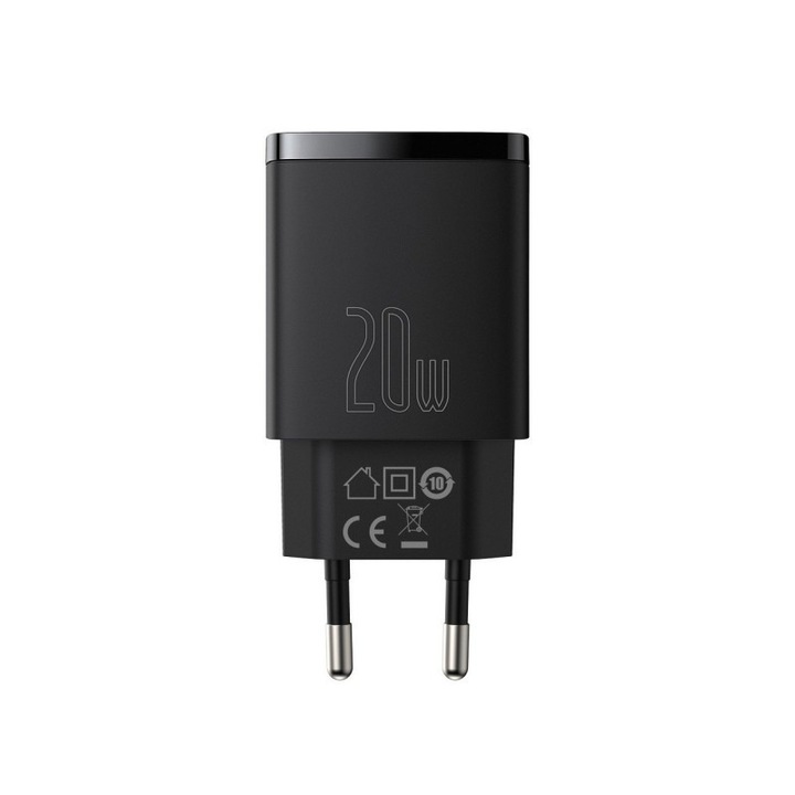 Зарядно устройство Baseus, 1 X Usb, 1 X Usb-С, 20w, Черен