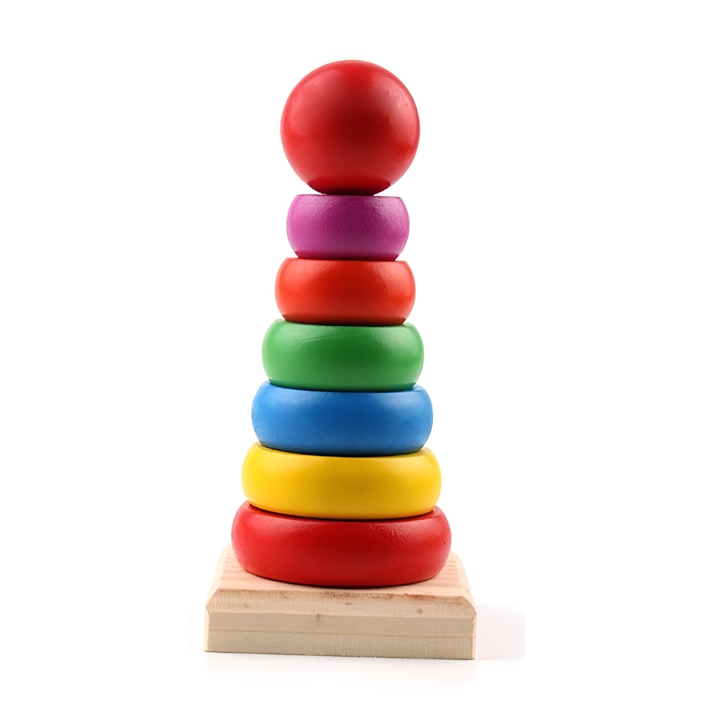 Turn multicolor de stivuire Montessori din lemn, 15 cm, + 3 ani