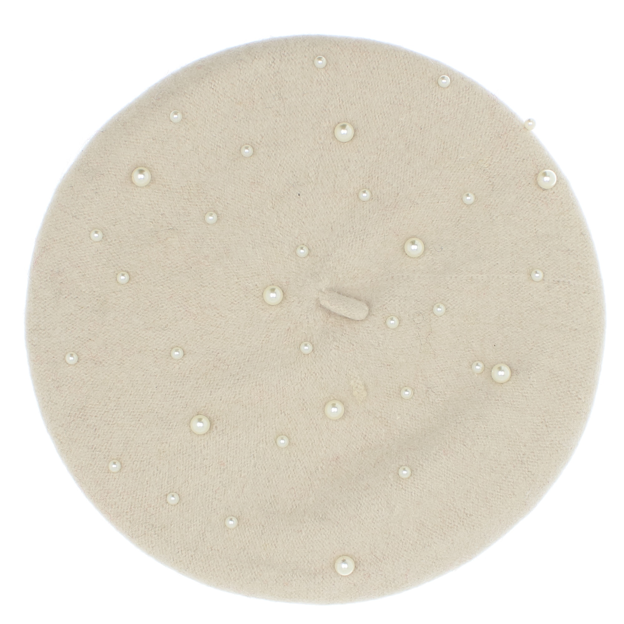 Bereta de dama, 90% lana 10% acrylic, Crem cu perle - BSC336