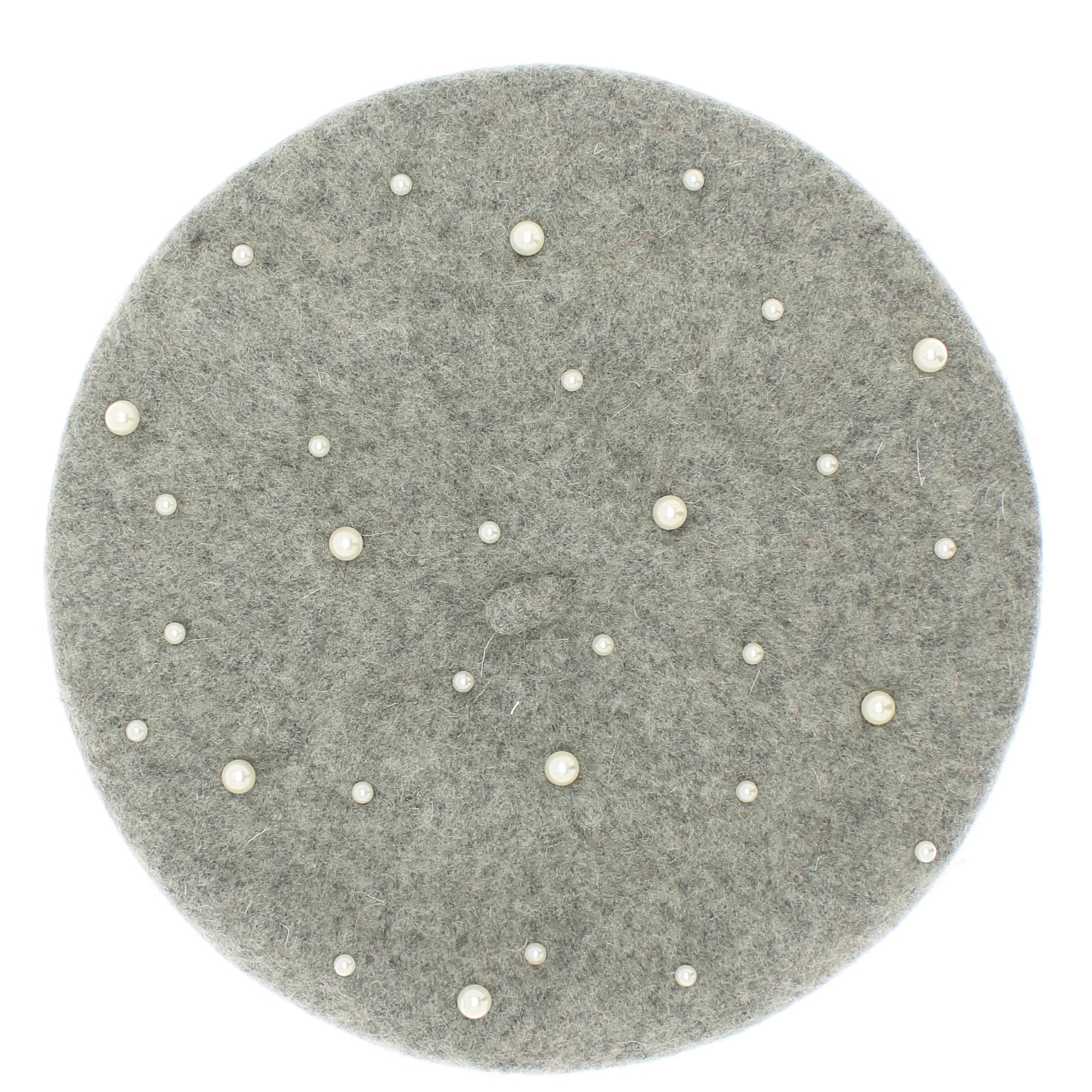 Bereta de dama, 90% lana 10% acrylic, Gri cu perle - BSC331
