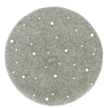 Bereta de dama, 90% lana 10% acrylic, Gri cu perle - BSC331 Bereta de dama, 90% lana 10% acrylic, Gri cu perle - BSC331