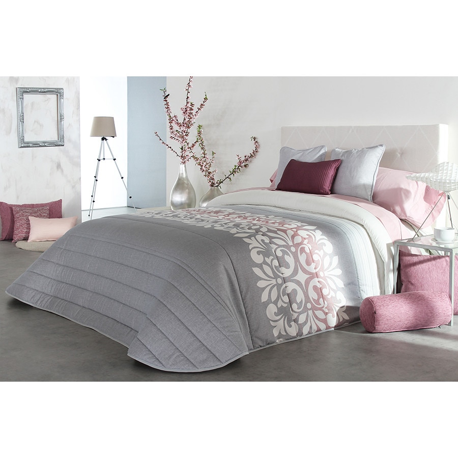 Set Cuvertura matlasata Limoges si 2 perne decorative, Reig Marti, gri, dimensiune 250 cm x 270 cm