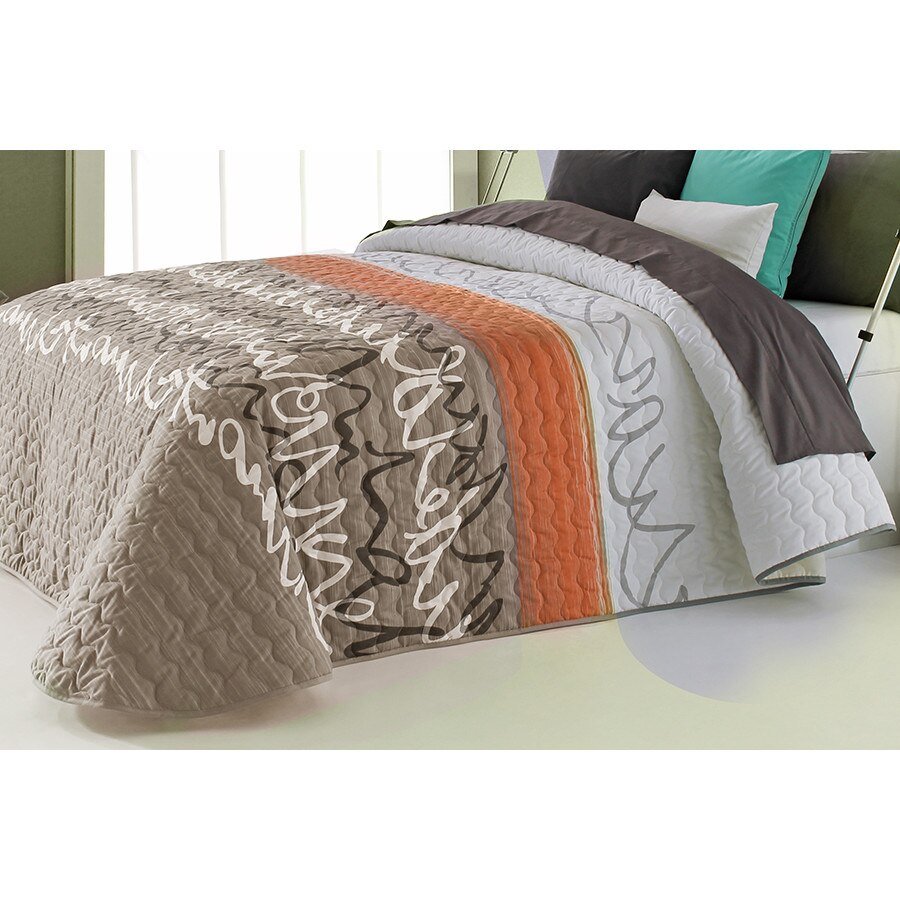 Set Cuvertura matlasata Joyce 2P si 1 perna decorativa, Reig Marti, bej caramiziu, dimensiune 205 cm x 270 cm