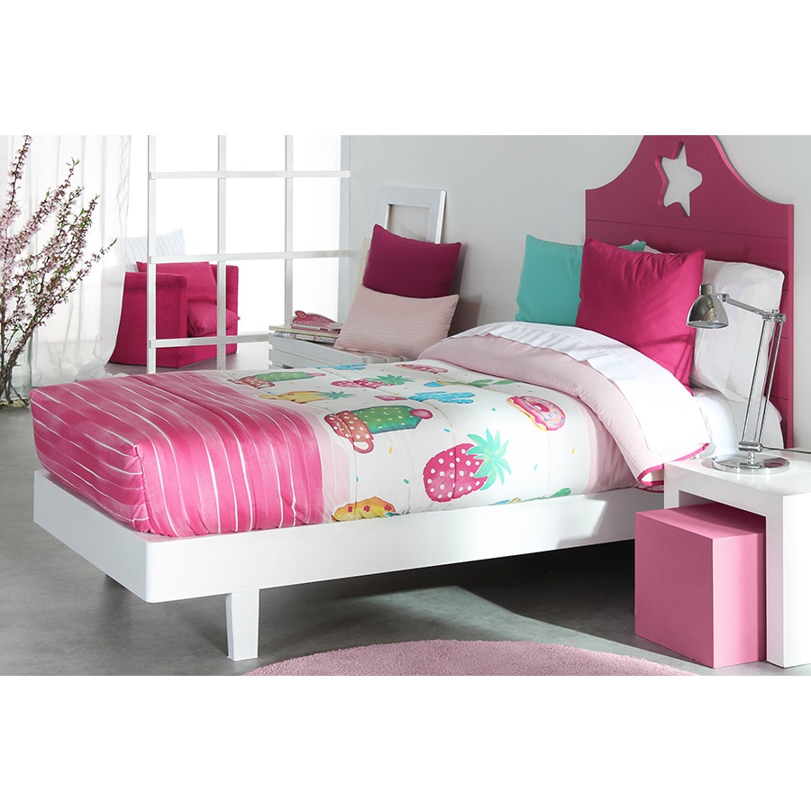 Set Cuvertura matlasata fixa Pineapple AG si 1 perna decorativa, Reig Marti, roz, pentru pat de 90 cm x 200 cm
