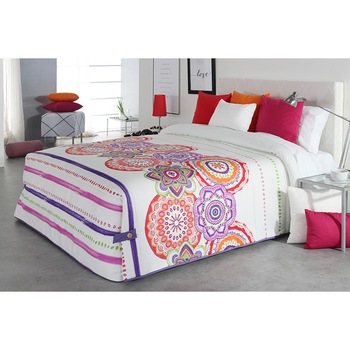 Set Cuvertura matlasata Surat si 1 perna decorativa, Reig Marti, multicolor, mandala, dimensiune 190 cm x 270 cm Set Cuvertura matlasata Surat si 1 perna decorativa, Reig Marti, multicolor, mandala, dimensiune 190 cm x 270 cm