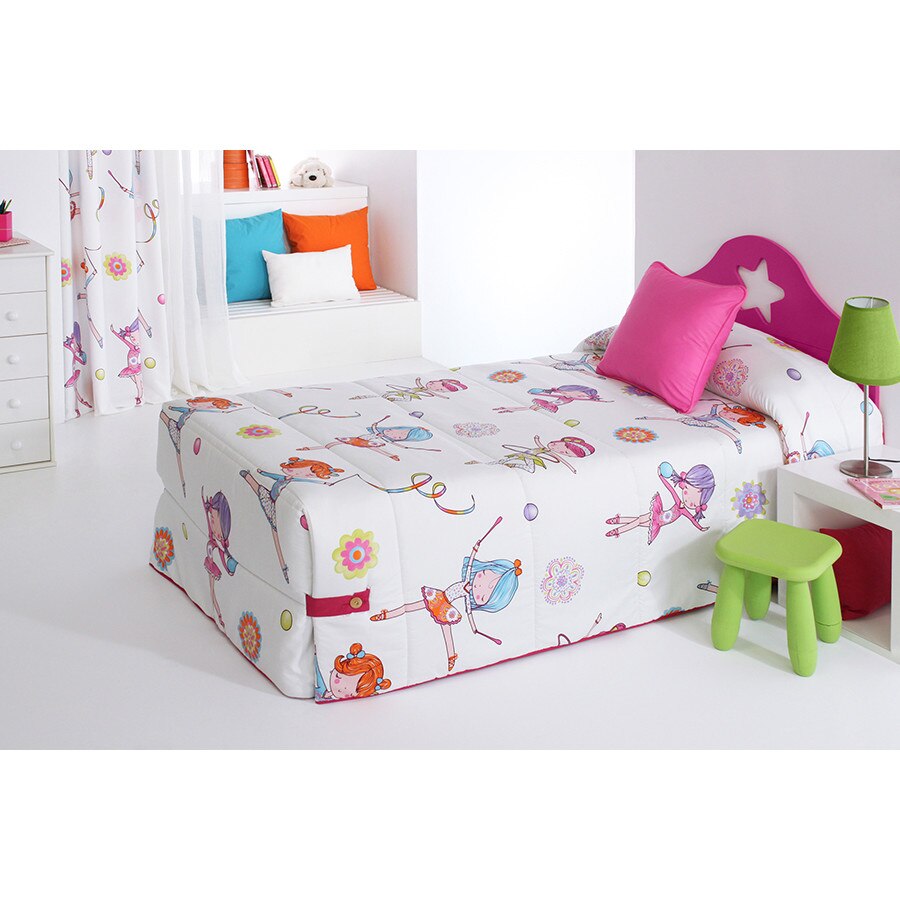 Set Cuvertura matlasata Sugar si 1 perna decorativa, Reig Marti, roz, balerine, dimensiune 205 cm x 270 cm