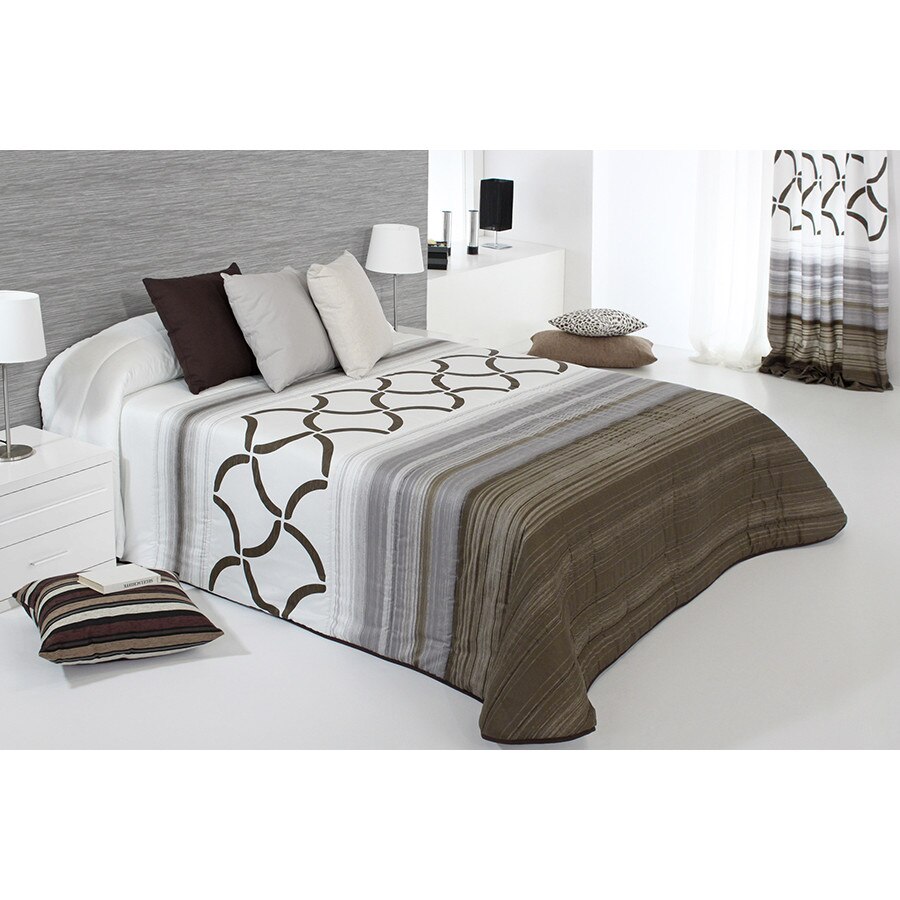 Set Cuvertura matlasata Twist 2A si 2 perne decorative, Reig Marti, maron, dimensiune 235 cm x 270 cm