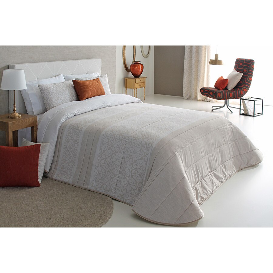 Set Cuvertura matlasata Thais si 2 perne decorative, Reig Marti, bej, dimensiune 235 cm x 270 cm