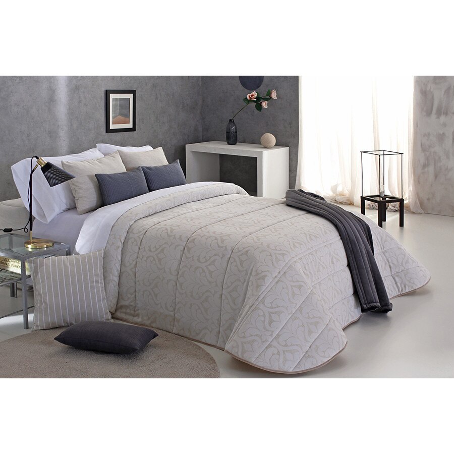 Set Cuvertura matlasata Topps si 1 perna decorativa, Reig Marti, bej, dimensiune 190 cm x 270 cm