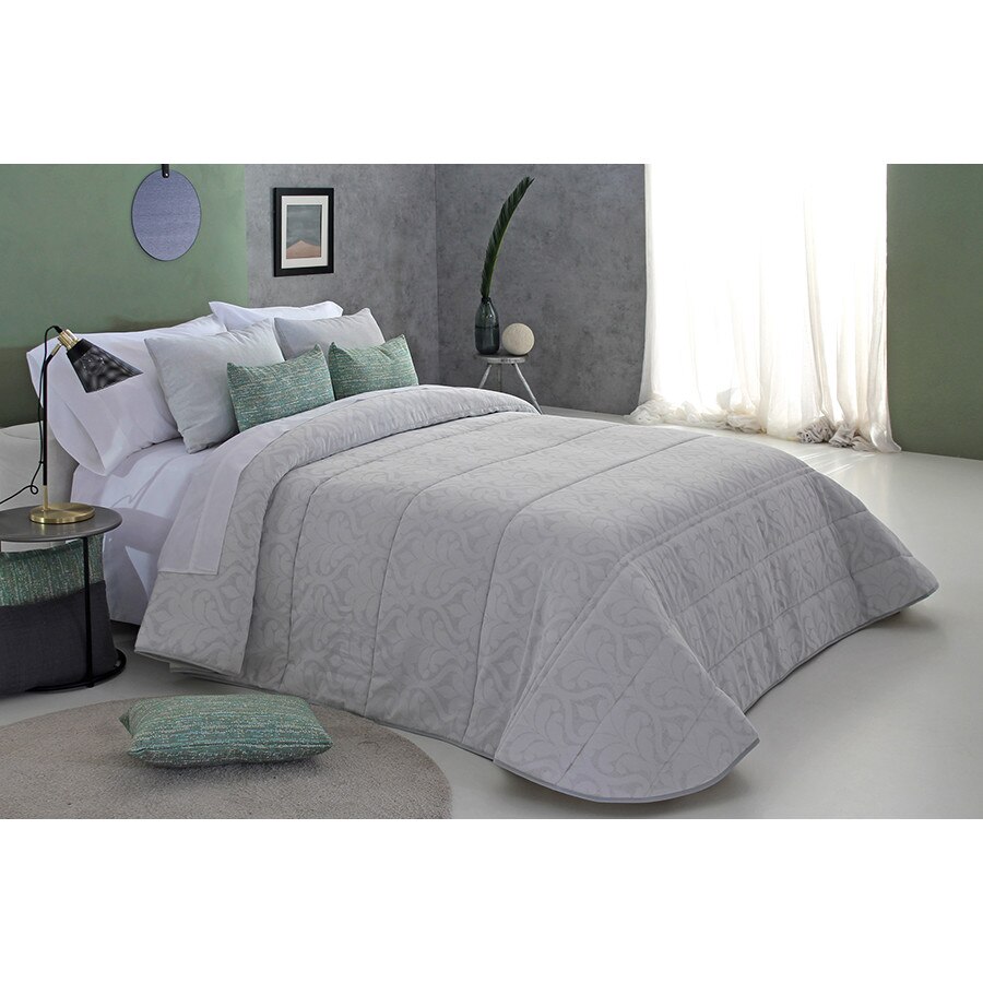 Set Cuvertura matlasata Topps si 1 perna decorativa, Reig Marti, gri, dimensiune 190 cm x 270 cm