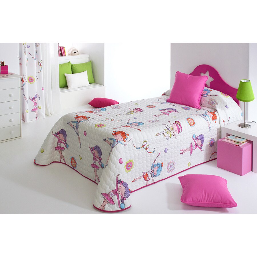 Set Cuvertura matlasata Sugar 2P si 1 perna decorativa, Reig Marti, roz, balerine, dimensiune 190 cm x 270 cm