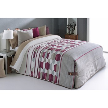 Set Cuvertura matlasata Toler si 1 perna decorativa, Reig Marti, gri, visiniu, dimensiune 190 cm x 270 cm Set Cuvertura matlasata Toler si 1 perna decorativa, Reig Marti, gri, visiniu, dimensiune 190 cm x 270 cm