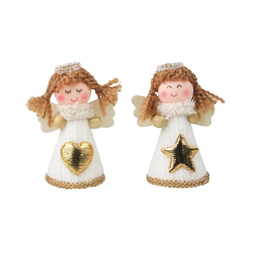 Set 2 ingerasi cu par auriu cret, 8 cm