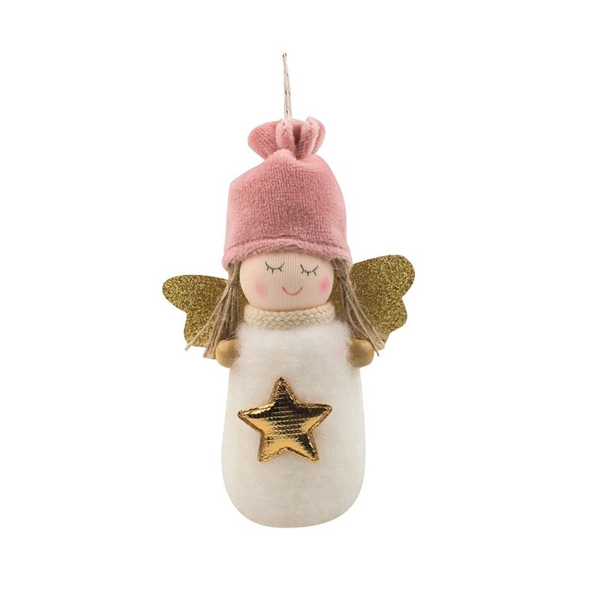 Ingeras cu aripi aurii tinand o steluta aurie, 13 cm