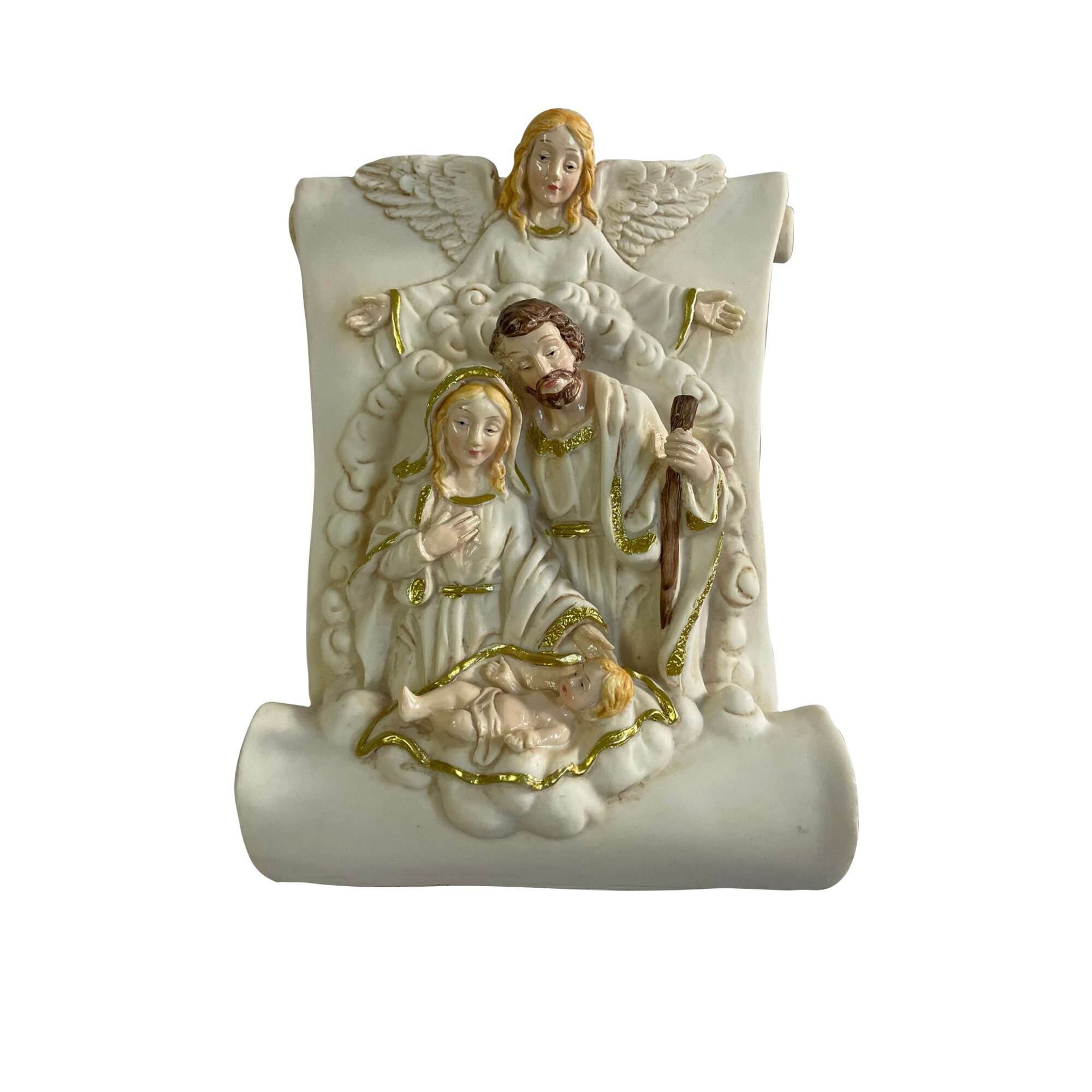 Statueta scena nasterii cu inger, material rasina, 21 cm x 14 cm