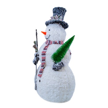 Om de zapada cu beteala alba cu spray de zapada, cu lumini 80 led-uri albe calde + transformator Om de zapada cu beteala alba cu spray de zapada, cu lumini 80 led-uri albe calde + transformator