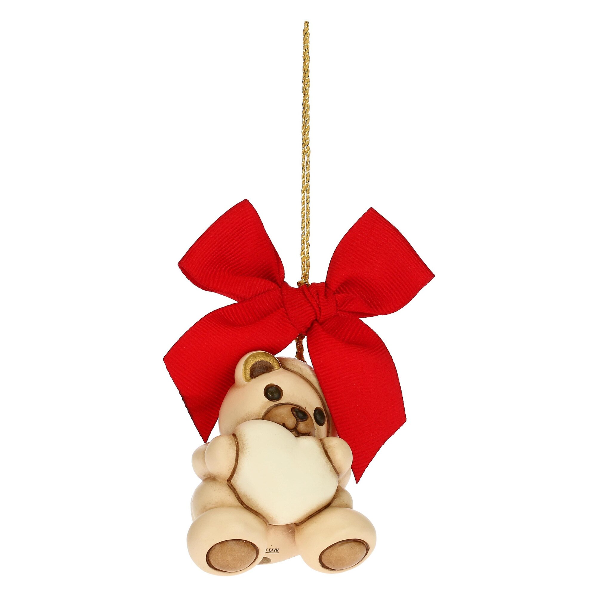 Figurina de brad, Ursuletul Teddy cu inima, ceramica THUN, 6.5 cm