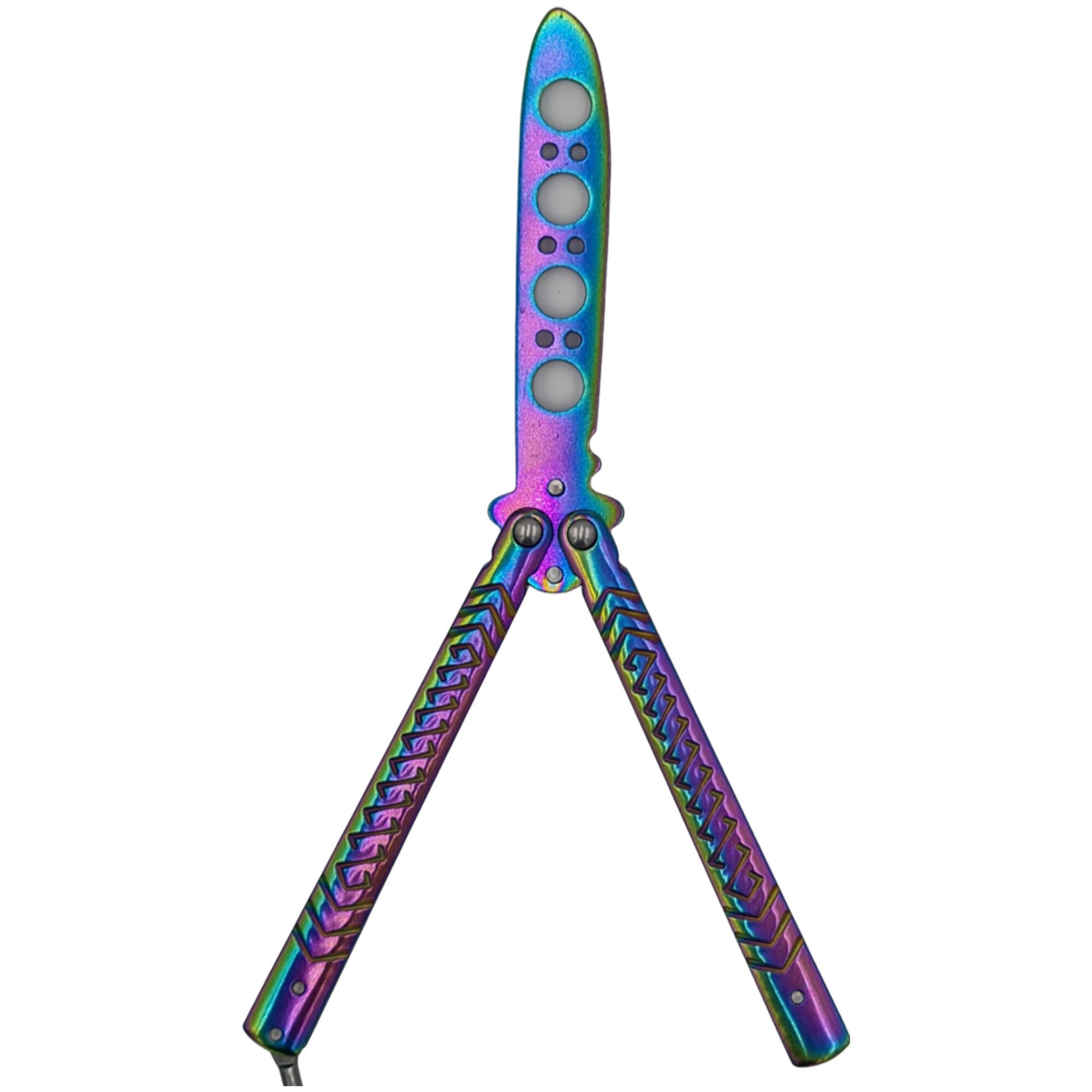 Cutit fluture Butterfly, Balisong 22 cm, fade, fara tais, de antrenament, model incrucisat, Dalimag