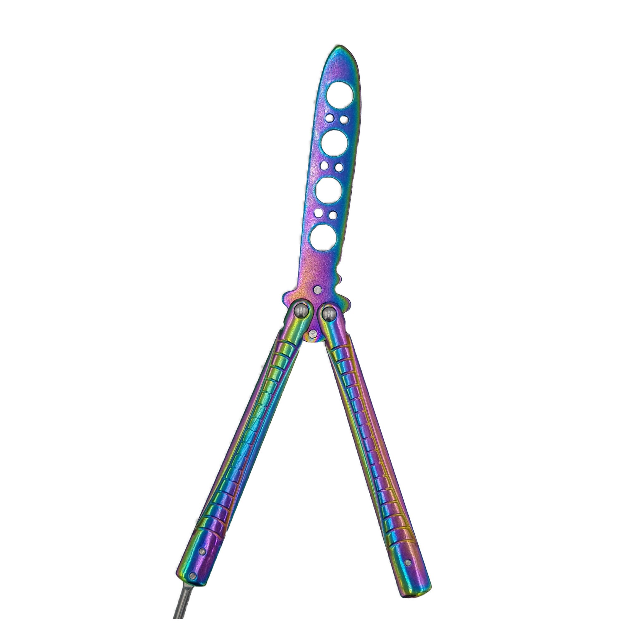 Cutit fluture Butterfly, Balisong 21 cm, fade, fara tais, de antrenament, model crocodil, Dalimag