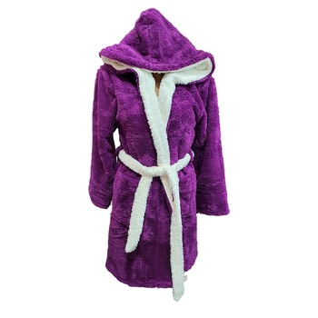 Halat baie, dama, model Purrple White1, cocolino, buzunar, gluga, mov/alb, XL Halat baie, dama, model Purrple White1, cocolino, buzunar, gluga, mov/alb, XL