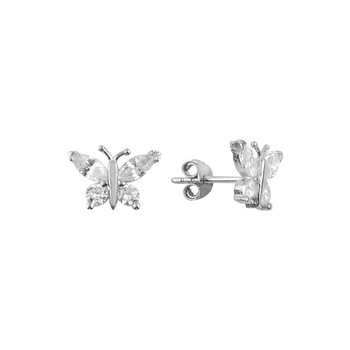 Cercei argint fluturas, placati cu rodiu, BeSpecial, ETU0297 Cercei argint fluturas, placati cu rodiu, BeSpecial, ETU0297