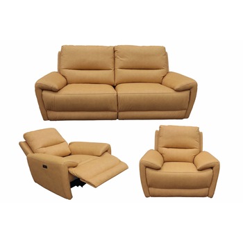 Set canapea 3 locuri cu 2 reclinere electrice, 2 fotolii cu recliner electric, Model 50052, port USB, Stofa, Galben, dimensiuni canapea 214x94 cm, dimensiuni fotoliu 112x94 cm Set canapea 3 locuri cu 2 reclinere electrice, 2 fotolii cu recliner electric, Model 50052, port USB, Stofa, Galben, dimensiuni canapea 214x94 cm, dimensiuni fotoliu 112x94 cm