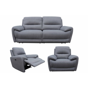 Set canapea 3 locuri cu 2 reclinere electrice, 2 fotolii cu recliner electric, Model 50052, port USB, Stofa, Gri Murano, dimensiuni canapea 214x94 cm, dimensiuni fotoliu 112x94 cm Set canapea 3 locuri cu 2 reclinere electrice, 2 fotolii cu recliner electric, Model 50052, port USB, Stofa, Gri Murano, dimensiuni canapea 214x94 cm, dimensiuni fotoliu 112x94 cm