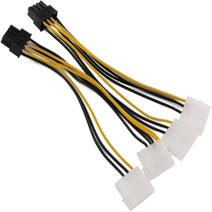 Set 2 cabluri de alimentare OEM, 20 cm, 4 Pini (M) la 8 Pini (M), Negru