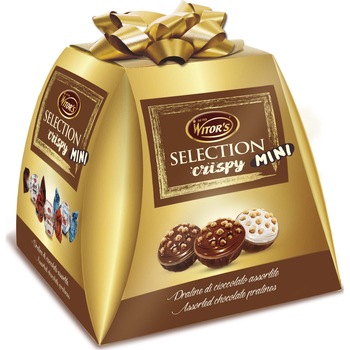 Praline de ciocolata asortate Witor's Piramid Selection Crispy Mini, 300 g Praline de ciocolata asortate Witor's Piramid Selection Crispy Mini, 300 g