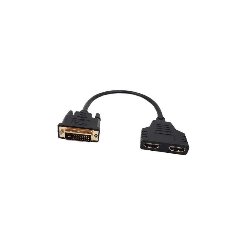 Cablu DVI Tata 24 1 Pin la cablu adaptor Splitter dual Hdmi 1080p, video Convertor, Negru