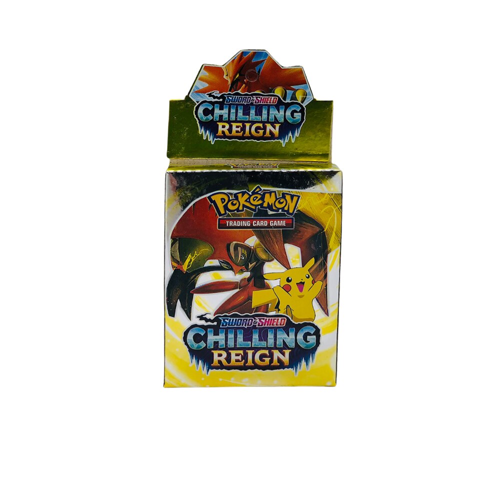 Joc de carti Pokemon Sword And Shield, Chilling Reign, 24 cartonase in limba engleza, Alb/Galben