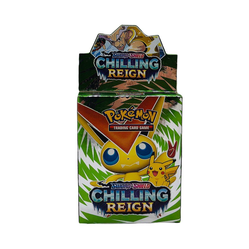 Joc de carti Pokemon Sword And Shield, Chilling Reign, 24 cartonase in limba engleza, Verde/Alb