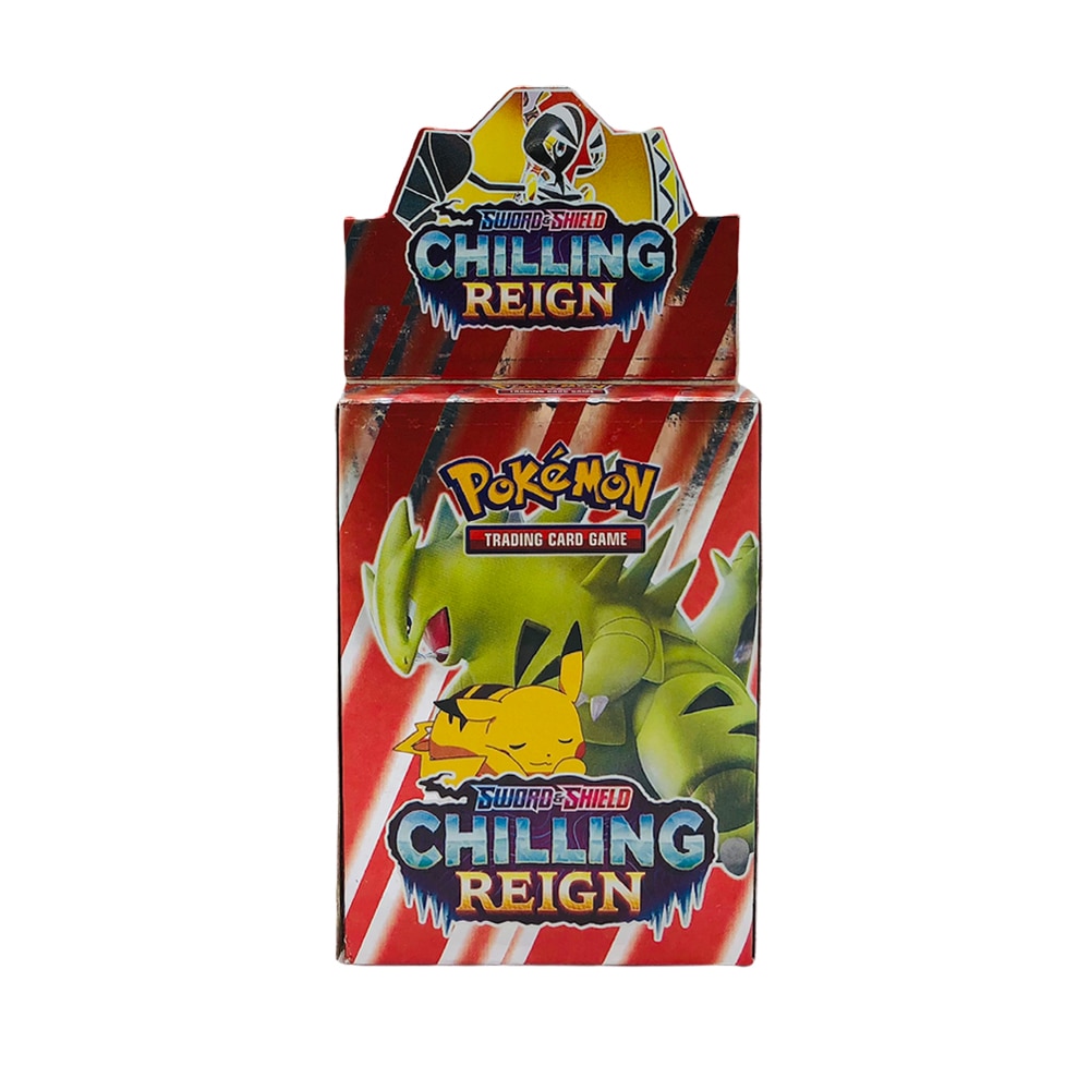 Joc de carti Pokemon Sword And Shield, Chilling Reign, 24 cartonase in limba engleza, Rosu/Verde