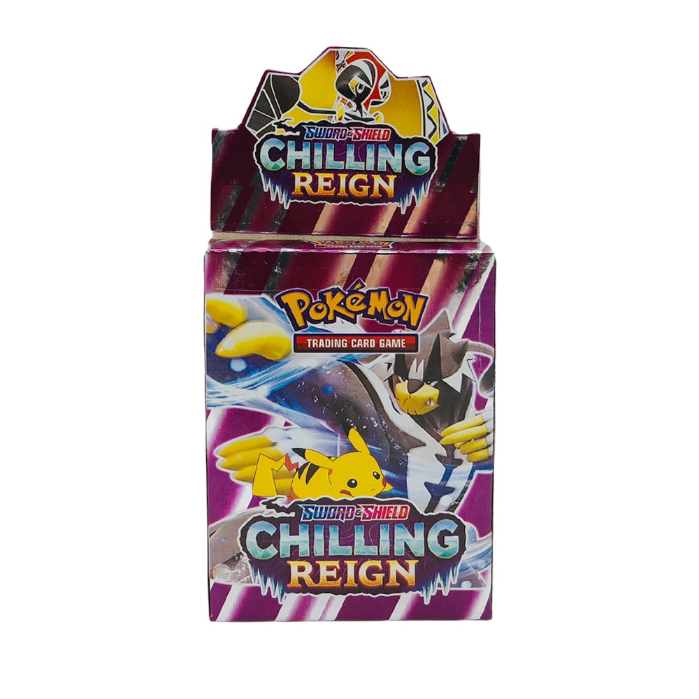 Joc de carti Pokemon Sword And Shield, Chilling Reign, 24 cartonase in limba engleza, Alb/Mov