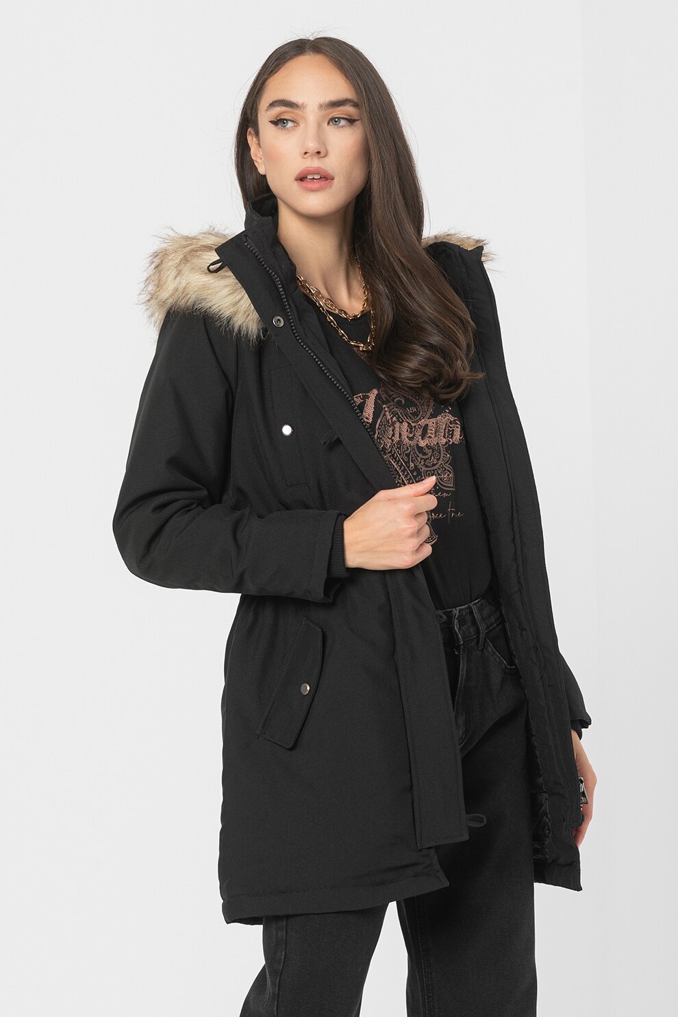Haily's, Geaca cu gluga Ilona, Negru, L