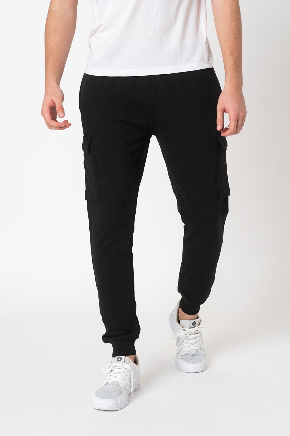 Haily's, Pantaloni sport cargo cu banda elastica in talie Joe, Negru, L