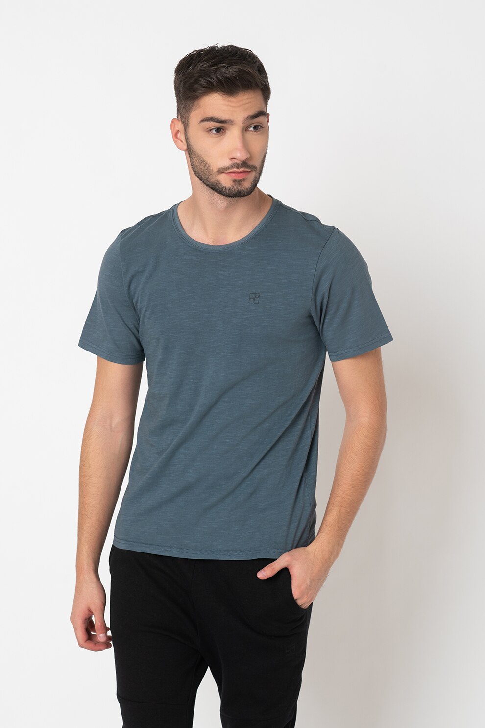 Haily's, Tricou de bumbac cu decolteu rotund Neil, Gri carbune