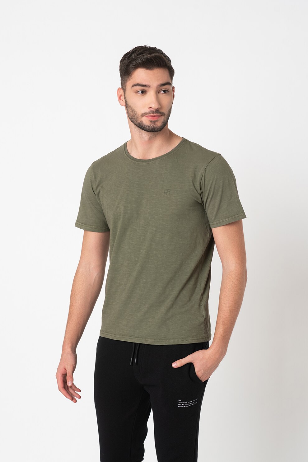 Haily's, Tricou de bumbac cu decolteu rotund Neil, Verde sparanghel